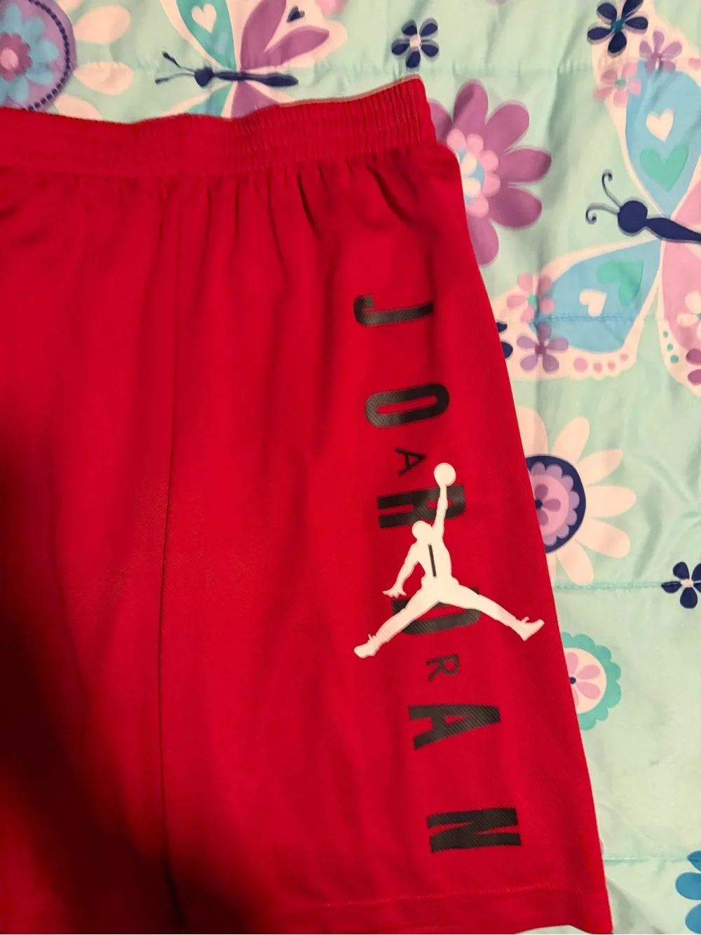 Jordan Red Boys' Athletic Basketball Shorts with White Jumpman